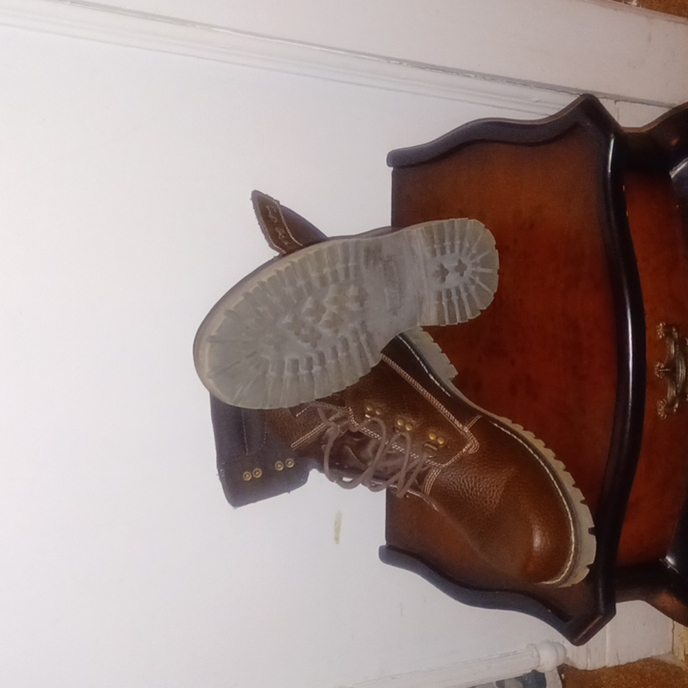 Dark brown Pebble grain leather construction boot Timberland